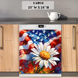 Preview of USA Flag with a Daisy magnet in Large size.