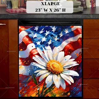 Preview of USA Flag with a Daisy magnet in Extra Large size.