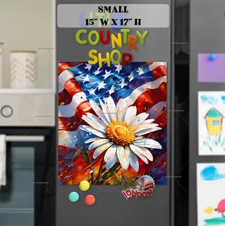 Preview of USA Flag with a Daisy magnet in Small size.