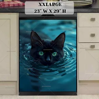 Preview of Swimming Black Cat magnet in XX Large size.