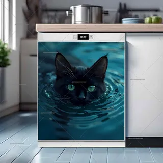 Preview of Swimming Black Cat magnet.