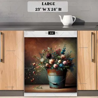 Preview of Vintage Flower Bucket magnet in Large size.