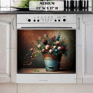 Preview of Vintage Flower Bucket magnet in Medium size.