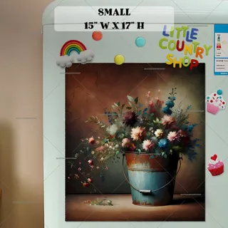 Preview of Vintage Flower Bucket magnet in Small size.