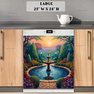 Preview of Beautiful Fountain in the Garden magnet in Large size.