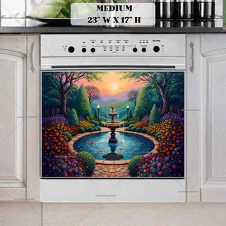 Preview of Beautiful Fountain in the Garden magnet in Medium size.