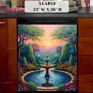 Preview of Beautiful Fountain in the Garden magnet in Extra Large size.