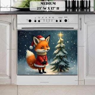 Preview of Cute Santa Fox magnet in Medium size.