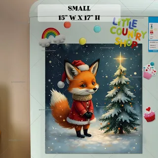 Preview of Cute Santa Fox magnet in Small size.