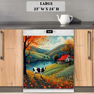 Preview of Autumn Farmhouse by the Lake magnet in Large size.