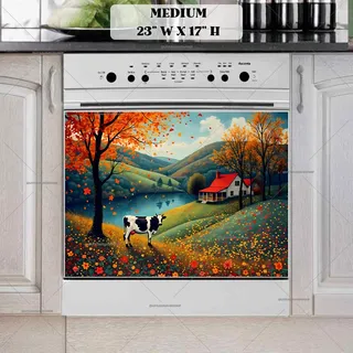 Preview of Autumn Farmhouse by the Lake magnet in Medium size.