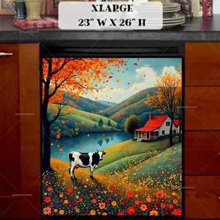 Preview of Autumn Farmhouse by the Lake magnet in Extra Large size.