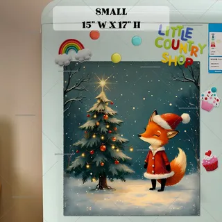 Preview of Cute Santa Fox and Christmas Tree magnet in Small size.