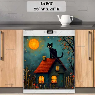 Preview of Folklore Black Cat on the Roof magnet in Large size.