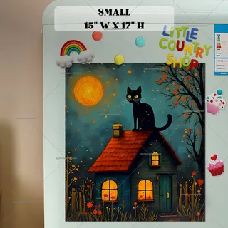 Preview of Folklore Black Cat on the Roof magnet in Small size.