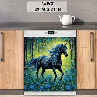 Preview of Beautiful Black Horse in the Forest magnet in Large size.