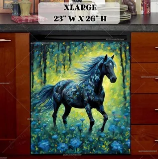 Preview of Beautiful Black Horse in the Forest magnet in Extra Large size.