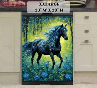 Preview of Beautiful Black Horse in the Forest magnet in XX Large size.