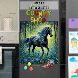 Preview of Beautiful Black Horse in the Forest magnet in Small size.