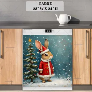 Preview of Cute Christmas Santa Bunny magnet in Large size.