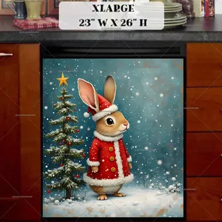 Preview of Cute Christmas Santa Bunny magnet in Extra Large size.