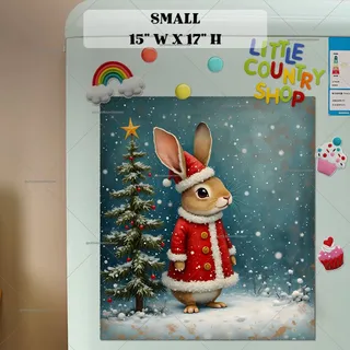 Preview of Cute Christmas Santa Bunny magnet in Small size.