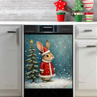 Preview of Cute Christmas Santa Bunny magnet.
