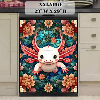 Preview of Cute Stained Glass Axolotl magnet in XX Large size.