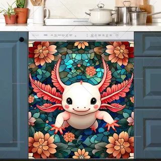 Preview of Cute Stained Glass Axolotl magnet.