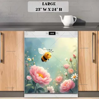 Preview of Cute Honeybee above the Flowers magnet in Large size.