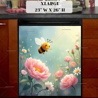 Preview of Cute Honeybee above the Flowers magnet in Extra Large size.