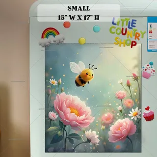 Preview of Cute Honeybee above the Flowers magnet in Small size.