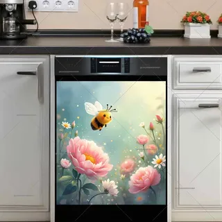 Preview of Cute Honeybee above the Flowers magnet.