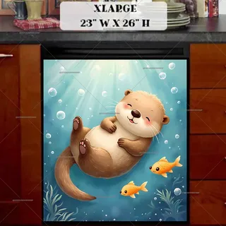 Preview of Otter Baby in the Lake magnet in Extra Large size.