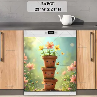 Preview of Cute Kawaii Flower Pots magnet in Large size.