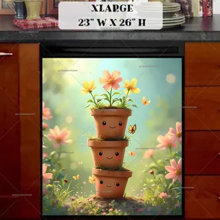 Preview of Cute Kawaii Flower Pots magnet in Extra Large size.