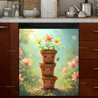 Preview of Cute Kawaii Flower Pots magnet.