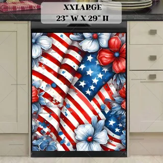 Preview of American Flag with Little Flowers magnet in XX Large size.