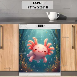 Preview of Cute Pink Axolotl magnet in Large size.