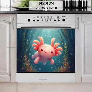 Preview of Cute Pink Axolotl magnet in Medium size.