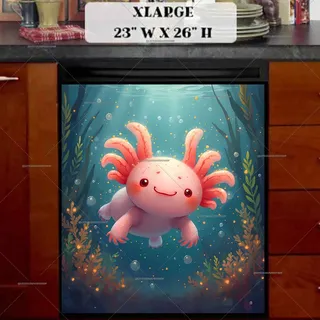 Preview of Cute Pink Axolotl magnet in Extra Large size.