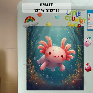 Preview of Cute Pink Axolotl magnet in Small size.
