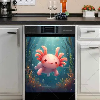 Preview of Cute Pink Axolotl magnet.