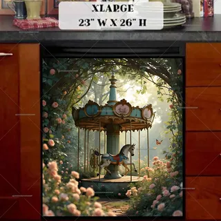 Preview of Victorian Carousel in the Garden magnet in Extra Large size.