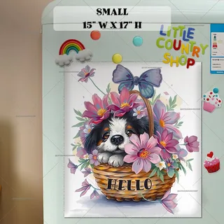 Preview of Little Puppy in the Basket magnet in Small size.