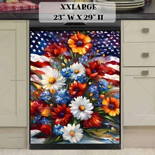 Preview of Pretty Flowers with a USA Flag magnet in XX Large size.