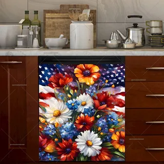 Preview of Pretty Flowers with a USA Flag magnet.