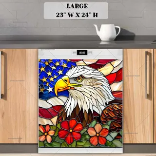 Preview of Beautiful Stained Glass American Eagle magnet in Large size.