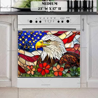 Preview of Beautiful Stained Glass American Eagle magnet in Medium size.