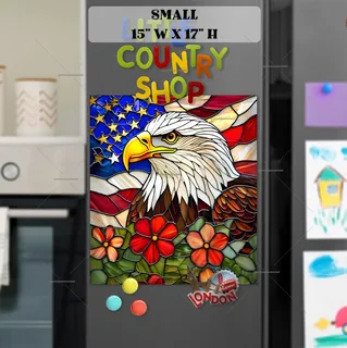 Preview of Beautiful Stained Glass American Eagle magnet in Small size.